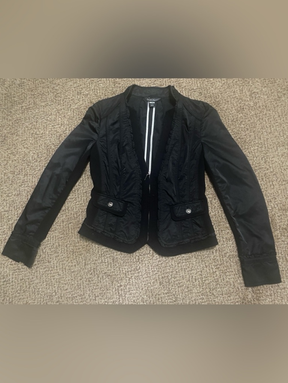White House Black Market       Ruffle Half-Zip Blazer Jacket